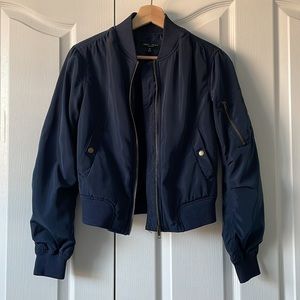 Romeo + Juliet Couture Navy Blue Cropped Bomber Jacket Small